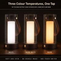 Lampe de poche portable, veilleuse avec poignée en cuir, rechargeable, base en acrylique 3 couleurs, LED pour une décoration moderne et créative de la maison