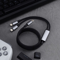 Cable de Carga Rápida USB C a C 2 en 1, Cable de Carga Tipo C Multifunción con Trenzado de Nailon para Teléfono