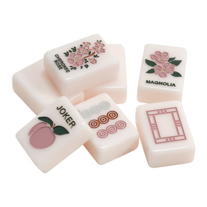 Meilleures ventes : Tuiles <span class=keywords><strong>de</strong></span> mahjong américaines en acrylique beige, imprimées avec motif floral pêche et logo personnalisé, mignonnes et élégantes, pour <span class=keywords><strong>les</strong></span> fêtes <span class=keywords><strong>de</strong></span> filles - Product Image 1