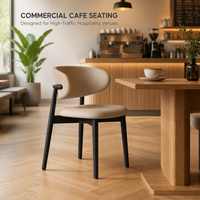 Chaise de salle à manger moderne en bois massif avec dossier incurvé, fauteuil de restaurant et café avec siège rembourré ignifuge, personnalisable OEM