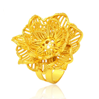 Dubai Goldener Ring, 24K Vergoldet, Modisch, Klassisch, Größenverstellbar, Brautschmuck für Arabische, Nigerianische, Marokkanische Frauen