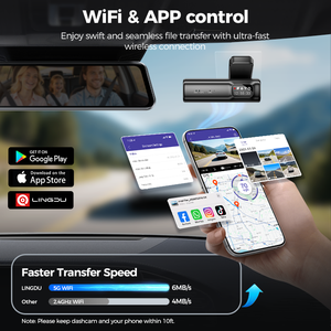 LINGDU D600 4K HDR 차량용 카메라 대시 캠 4K 내장 GPS 5G WiFi ADAS EN 음성 제어 대시 캠 전면 및 후면 - Product Image 6