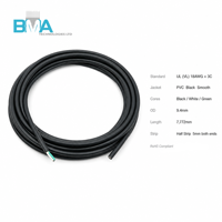 Faisceau de câbles 3 conducteurs 18AWG, 7,772 m/25,50 pi, PVC noir, demi-bande, extrémité à découper de 5 mm pour connexion industrielle d'alimentation et de contrôle