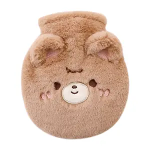 Cute Animal Design Shaped Round Plush Hot Water Bag Bottle Pouch with Fluffy Cover