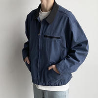 Blouson Bomber Court Personnalisé pour Hommes, Style Vintage, en Denim Sergé, Patchwork, Toile, Veste Décontractée, Veste Cargo Unie – Vente en Gros
