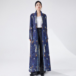 Vente en Gros Vêtement Musulman Élégant Miyake Abaya Longueur Plancher Tissu Polyester Imprimé Extensible Quatre Sens Grande Taille - Product Image 1