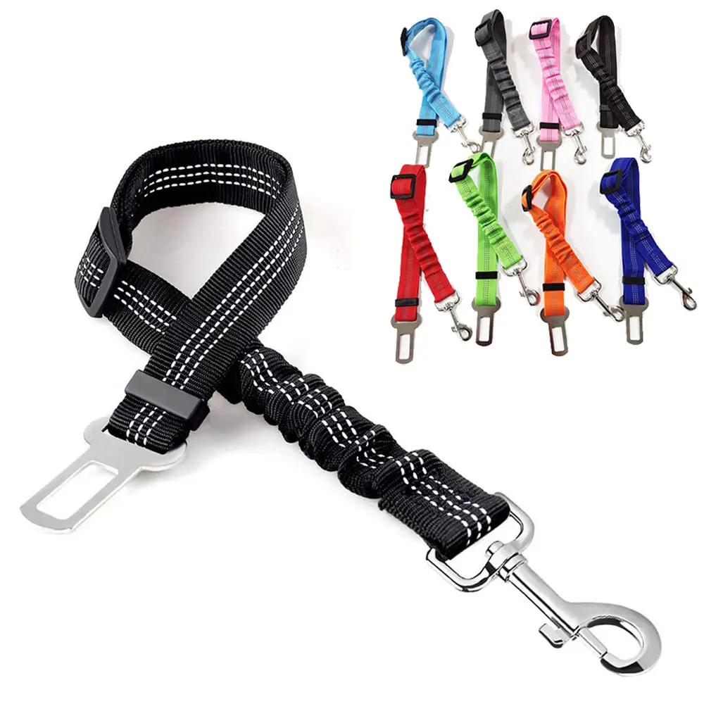 Wholesale Car Seat Belt Dog Seat Belt Dog Leash Vehicle Belt Adjustable Cushioning Elastic Reflective Safety Rope for Dog Cat