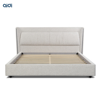 Cadre de lit moderne rembourré en tissu, en bois massif capitonné avec hauteur interne réglable, design King/Queen Size