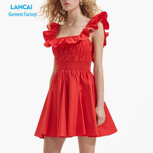 Vente en gros Nouveau design Robe décontractée Mini fleur élégante pour dames Robe pour femmes de couleur unie - Product Image 2