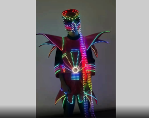 زي روبوت LED متغير الألوان RGB مع قناع مضيء وشراشيب، مصنوع من السباندكس/القطن للجنسين، مناسب للعروض المسرحية - Product Image 1