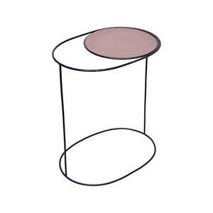 Table basse moderne en métal de forme ovale avec base en métal pour table d'appoint de meubles de salon domestique - Product Image 1