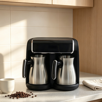 Machine à café turque double tasse, automatique, électrique, en acier inoxydable, avec contrôle de la température à 360 degrés, pour hôtel