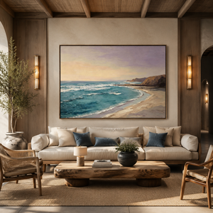 Pintura al Óleo Vintage de Paisaje Marino de Gran Tamaño, Pintura al Óleo Hecha a Mano sobre Lienzo, Arte de Pared <span class=keywords><strong>para</strong></span> Sala de Estar - Product Image 1