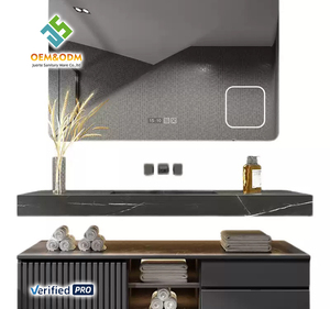 <span class=keywords><strong>Mobile</strong></span> <span class=keywords><strong>Bagno</strong></span> Moderno 2026OEM Juerte in Legno Massello Nero con Lavabo Curvo, Rubinetto e Specchio LED, Montaggio a Parete per Camera da Letto - Product Image 6
