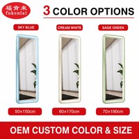 Miroir sur pied Fullkenlight personnalisable avec éclairage LED à intensité variable, contrôle tactile, miroir pleine longueur avec cadre coloré
