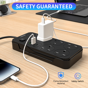 Vinisem Tùy Chỉnh 2M Mở Rộng Chì 6 Cửa Hàng 2 <span class=keywords><strong>USB</strong></span> 2 Loại C Phổ Ổ Cắm Điện Dải Cắm 10A Tỷ Lệ Với Chuyển Đổi Điện - Product Image 5