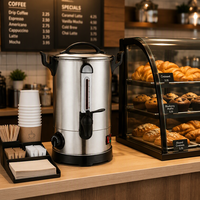 Urne à café percolateur en acier inoxydable 304, commerciale, 30 tasses, avec jauge de niveau et robinet à levier pour café et hôtel