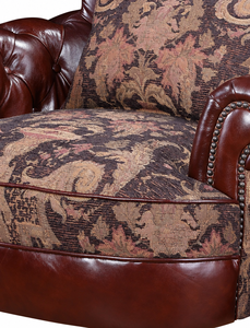 Sillón Chesterfield Antiguo con Tapicería de Cuero Marrón con Botones, Adornos de Tachuelas y Asiento de Tapicería, Patas Talladas - Product Image 2