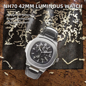 Montre analogique mécanique de luxe NH70 40 mm Miyota, cadran en verre minéral lumineux, bracelet en cuir PU, boîtier en acier inoxydable, 5 ATM - Product Image 2