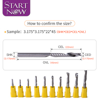 Startnow, fresa de extremo de MDF, herramienta CNC de corte, brocas de enrutador, broca de grabado en espiral de una flauta, fresa de carburo de tungsteno de acero