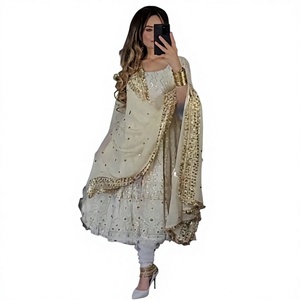 Readymade Women's Traditional Ethnic Indian Pakistani Salwar Kameez Set Georgette Sequin Embroidery Work Full Stitching Party - Product Image 1