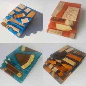 Juego de posavasos únicos de madera y resina epoxi hechos a mano con patrones de remolino Decoración de mesa moderna y elegante de HUMAYUN WORLD CRAFTS - Product Image 4