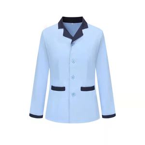Hotel Cleaning Uniforms Short Sleeve Light Blue Cotton Women's Workwear - Product Image 3