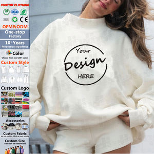 Maglione Personalizzato a Lupetto in Cotone Pesante Ricamato Morbido Pile a Collo Alto Girocollo Oversize Felpa a Lupetto da <span class=keywords><strong>Donna</strong></span> - Product Image 1