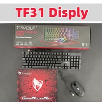 Clavier et souris de jeu filaires T-WOLF TF31 avec tapis de souris, 104 touches, clavier rétroéclairé RVB arc-en-ciel, souris 4D pour ordinateur portable, ordinateur de bureau