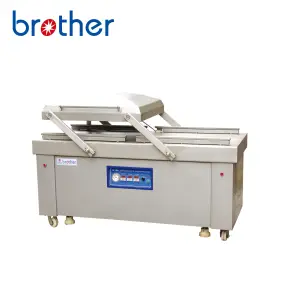 Brother Industrial Máquina de sellado de gran tamaño, Máquina de sellado de bandejas de alimentos DZP800/2SB máquina de envasado al vacío