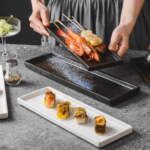 Assiettes à sushi sashimi de cuisine japonaise pour restaurant vaisselle rétro à motifs de <span class=keywords><strong>pierre</strong></span> 12 pouces 14 pouces assiette de <span class=keywords><strong>barbecue</strong></span> en céramique - Product Image 4