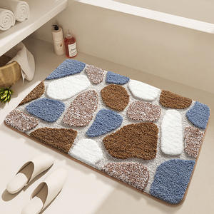 Alfombra de Baño Antideslizante Absorbente y Gruesa con Diseño Cuadrado y Flocado para Entrada de Puerta, Uso Doméstico, Estilo Japonés y Coreano - Product Image 1