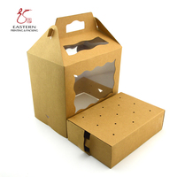 Boîte à donuts en carton alimentaire jetable, emballage personnalisé, boîte à gâteau avec fenêtre transparente, boîte à cupcakes, boîte à pâtisserie