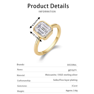 Bagues en Moissanite Serties de 3 Carats Taille Émeraude Couleur D VVS1 en Argent S925 pour Femme avec Certificat – Idéales pour Mariage et Promesse - Product Image 4