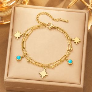 Bracelet vintage en zircon plaqué or 18 carats en acier inoxydable, forme cœur, chiffres romains, carré, cinq fleurs, étoile, bouddhisme, cadeau - Product Image 4