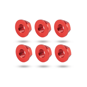 Red Aluminium <b>Hex</b> Nuts 10mm Cap Diameter Metric Standard Thread Anodized Finish - Product Image 1
