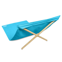 Premium Vintage dossier bas chaise de plage Portable lune chaise en bois pôle Support coton toile croix-pour une utilisation en extérieur vient