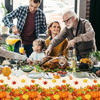 Nappes d'automne citrouille feuille d'érable couverture de Table en plastique automne Thanksgiving nappes de fête jetables pour la fête de Thanksgiving