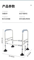 Barre d'appui de sécurité moderne pour toilettes de salle de bain de classe II, sans perçage, pour personnes âgées, avec étagère, revêtement poudré, capacité de charge 120 kg