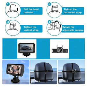 Pantalla HD de 4.3 Pulgadas para Parabrisas y Tablero, Visión Nocturna IR, Observador de Asiento Trasero para Bebés, Niños Pequeños, Modelo YB-405-CA - Product Image 3
