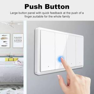 Interruptor de Luz de Parede Zigbee Push 1 Gangue com Neutro para Controle via App <span class=keywords><strong>Smart</strong></span> Life 230V em Material PC - Product Image 3