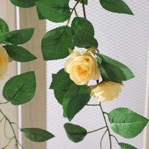 Mur de fleurs artificielles en rose thé, fleurs en soie plastique haute simulation pour décoration de mariage et de maison - Product Image 2