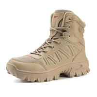 Bottes tactiques d'extérieur montagne noires à lacets mi-mollet avec semelle en caoutchouc, antidérapantes, imperméables et conçues pour une durabilité accrue