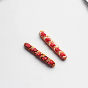 Mini baguette <span class=keywords><strong>francesa</strong></span> de arcilla polimérica, comida de juguete para decoración de cocina de casa de muñecas, accesorio de repostería. - Product Image 3