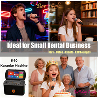 Máquina de Karaoke K90 BT con 2 Micrófonos Inalámbricos, Sistema de Karaoke Recargable para el Hogar, para Fiestas, Canto y Entretenimiento