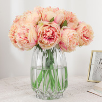 Bouquet de pivoines artificielles en soie de style européen Mohuage, 5 têtes, motif gaufré - Origine Pékin, pour mariage et décoration intérieure