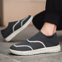 Chaussures de sport pour hommes avec semelle extérieure en EVA, respirantes, en maille tricotée, légères, confortables, à enfiler, décontractées, pour toutes les saisons, chaussures de marche