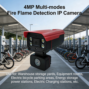 Caméra IP de détection d'incendie et de flamme par IA, <span class=keywords><strong>alarme</strong></span> incendie haute précision avec surveillance à distance en temps réel, sirène intégrée, audio bidirectionnel - Product Image 5