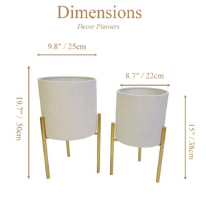 Jardinières Mid-Century <span class=keywords><strong>pour</strong></span> plantes d'intérieur, pots décoratifs modernes <span class=keywords><strong>pour</strong></span> <span class=keywords><strong>salon</strong></span>, jardinières blanches avec supports dorés <span class=keywords><strong>pour</strong></span> plantes - Product Image 3