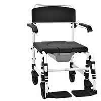 Chaise de toilette légère en aluminium avec roulettes, hauteur réglable, pour personnes âgées et handicapées, certifiée CE